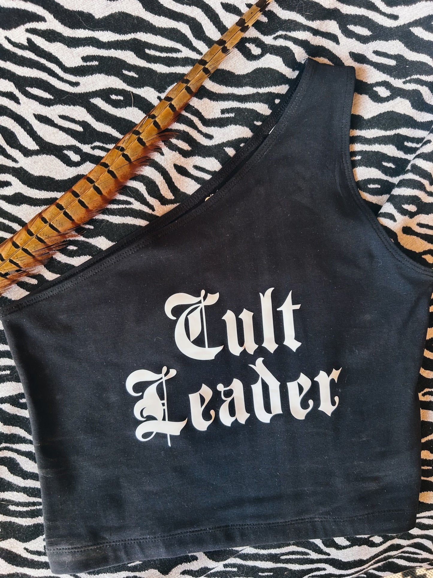 Cult Leader One-Shoulder Crop Top | Gothic Alternative Statement Tee