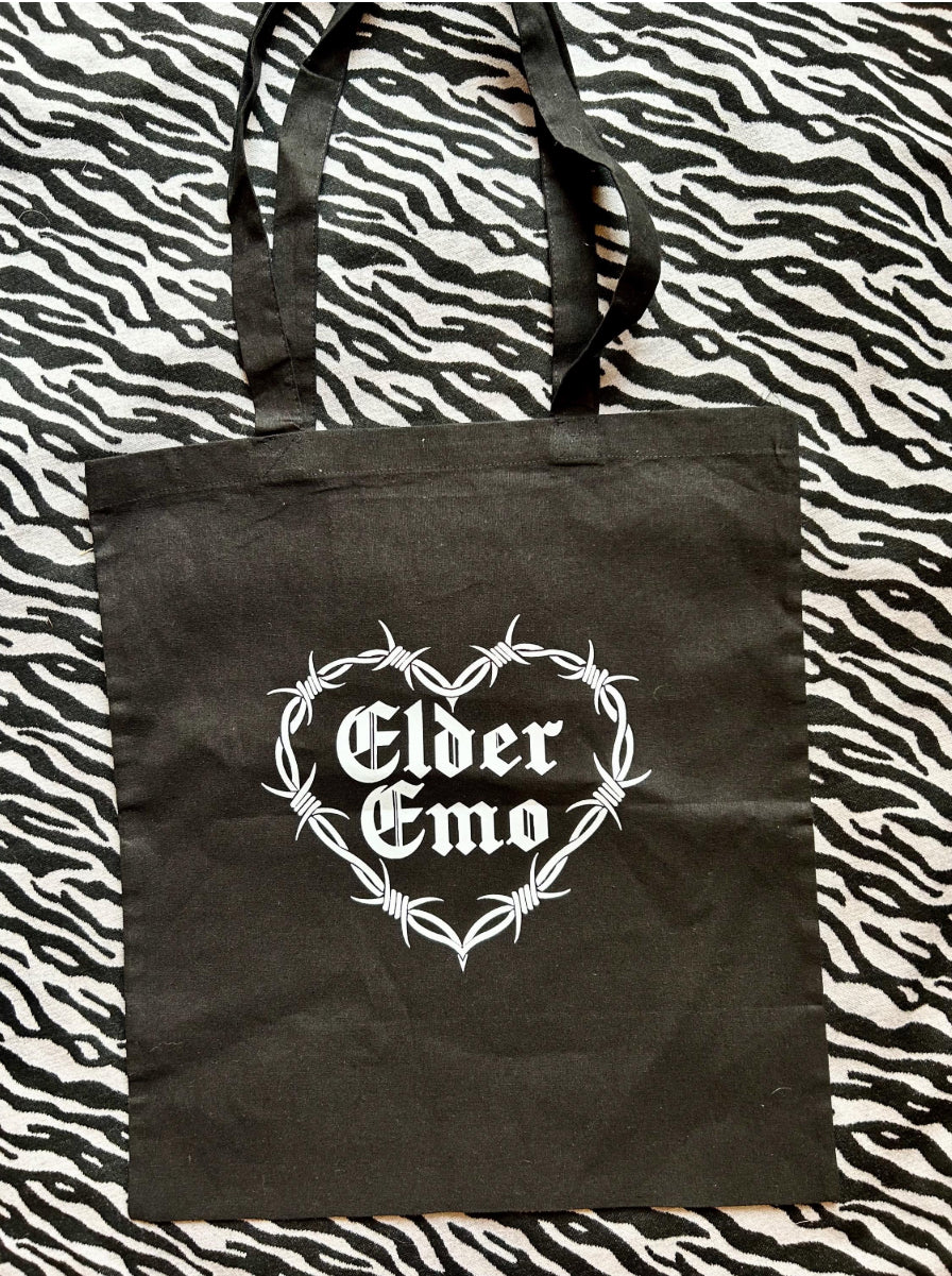 Elder Emo Tote Bag – Gothic Barbed Wire Heart Design