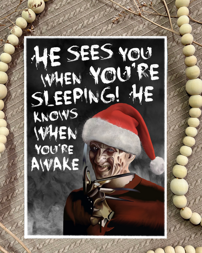 He Sees You When You’re Sleeping A5 Christmas Card
