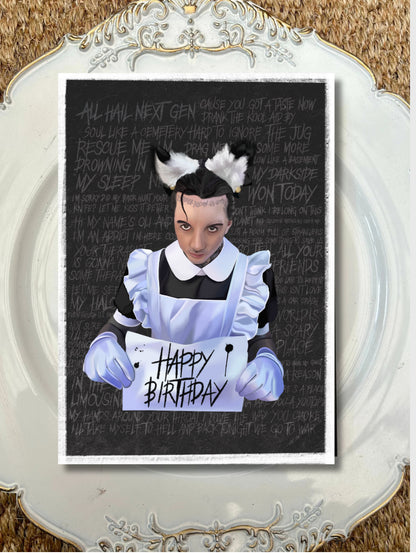 Unique Bring Me The Horizon Birthday Card - Oli Sykes as a Maid - Featuring NexGen Lyrics  - A5 Size with Black Envelope