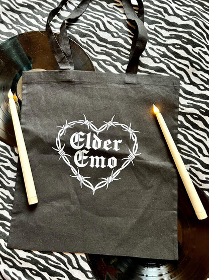 Elder Emo Tote Bag – Gothic Barbed Wire Heart Design