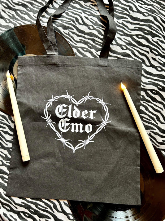 Elder Emo Tote Bag – Gothic Barbed Wire Heart Design