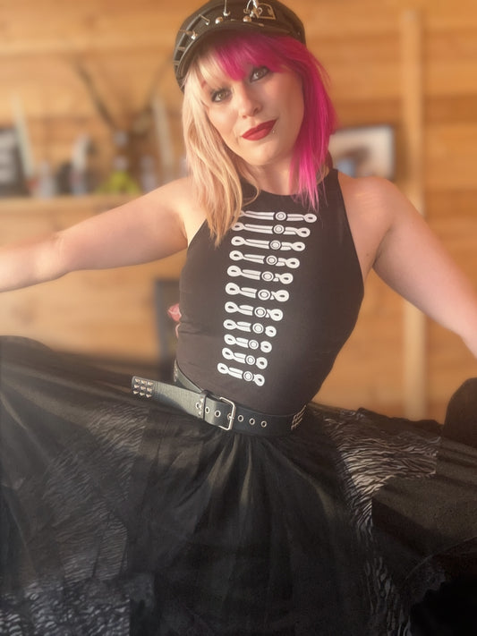 We Carry On Gothic Military Style Crop Top | Alternative Emo Festival Top