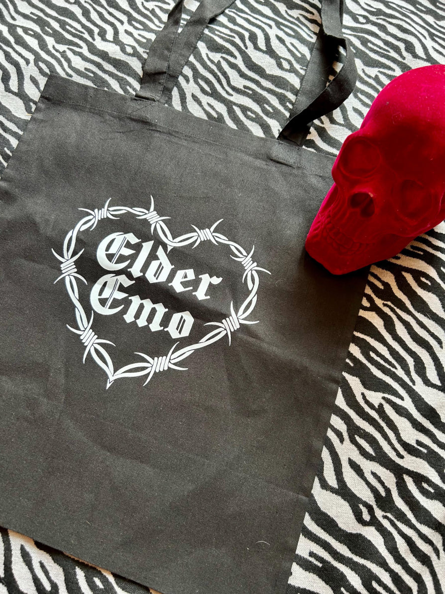 Elder Emo Tote Bag – Gothic Barbed Wire Heart Design