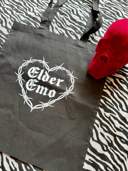 Elder Emo Tote Bag – Gothic Barbed Wire Heart Design
