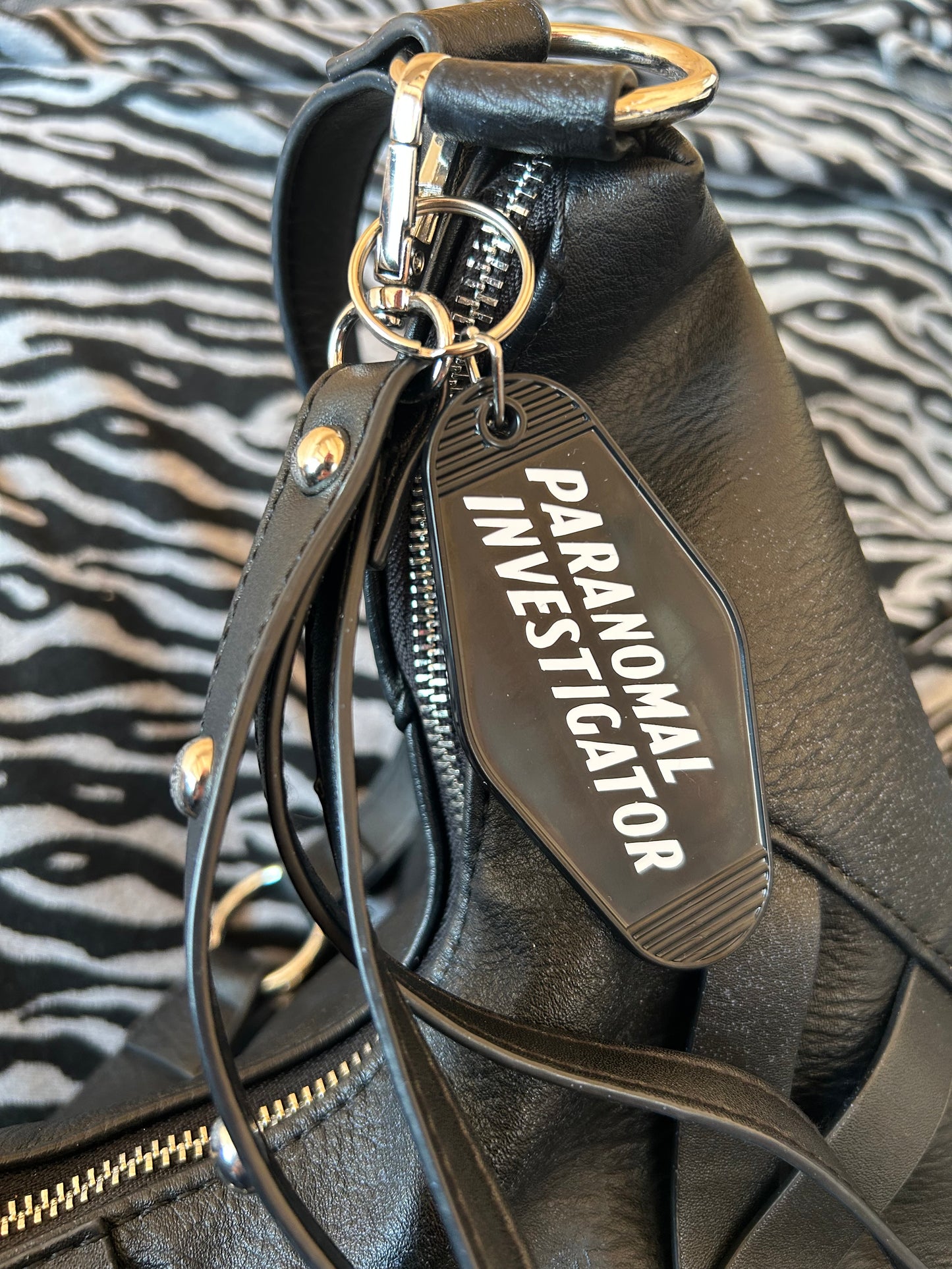 Paranormal Investigator Motel Key Ring | Ghost Bag Charm for Spooky Souls