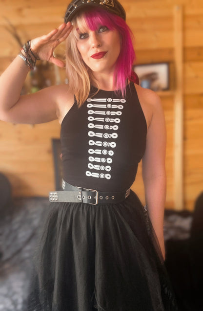We Carry On Gothic Military Style Crop Top | Alternative Emo Festival Top