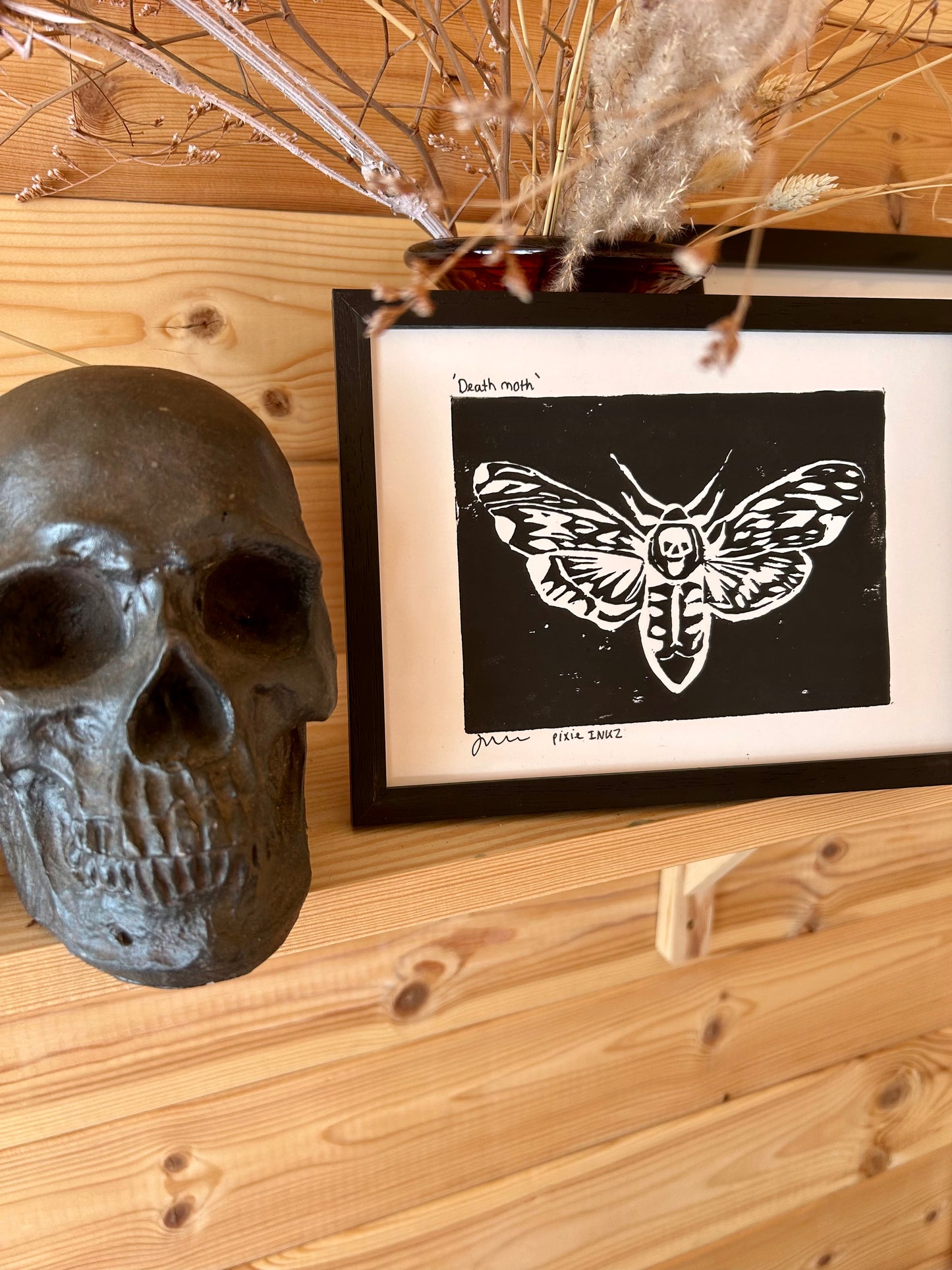 A5 Original Lino Print | Death Moth