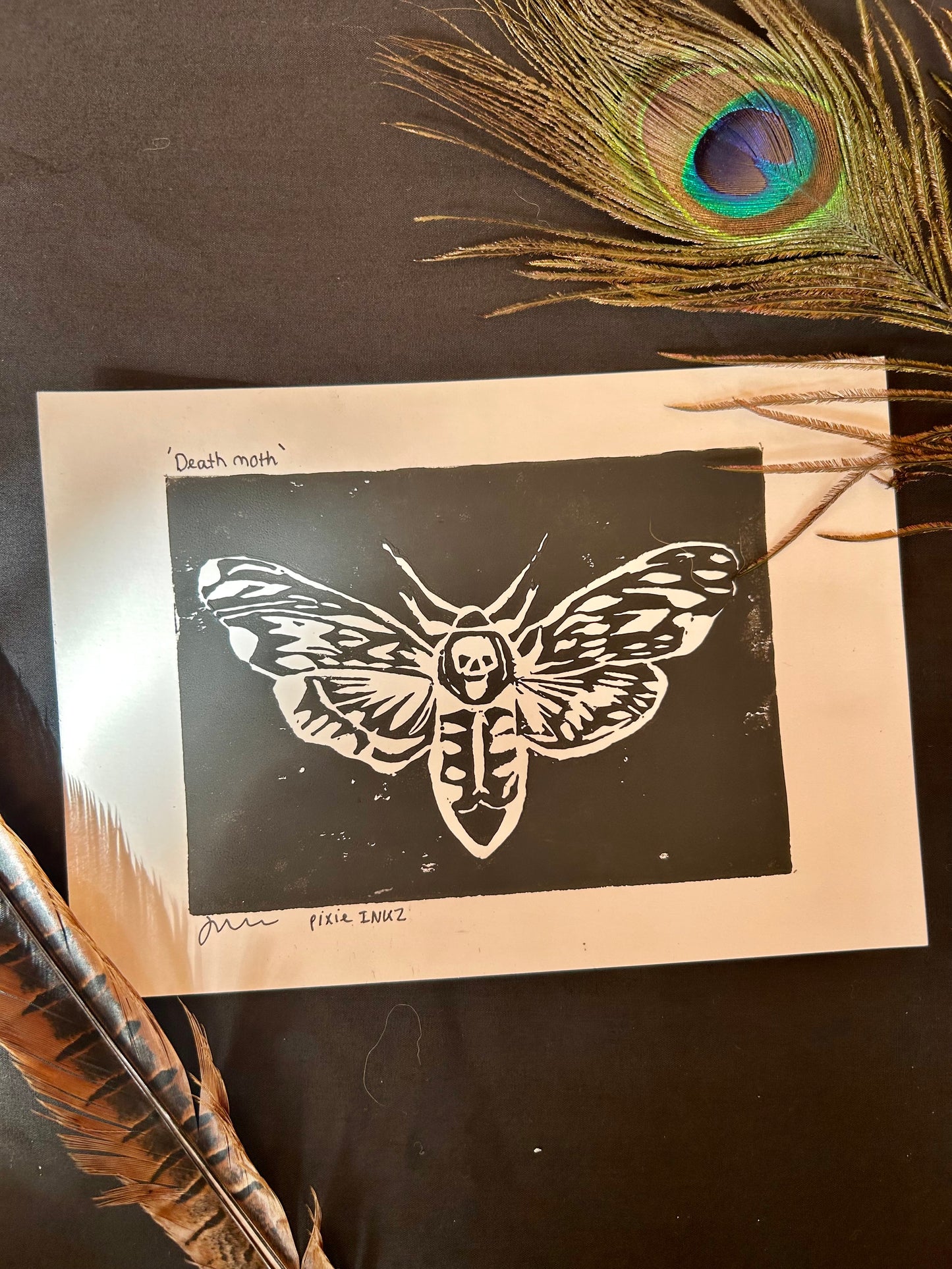 A5 Original Lino Print | Death Moth
