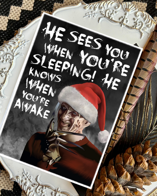 He Sees You When You’re Sleeping A5 Christmas Card