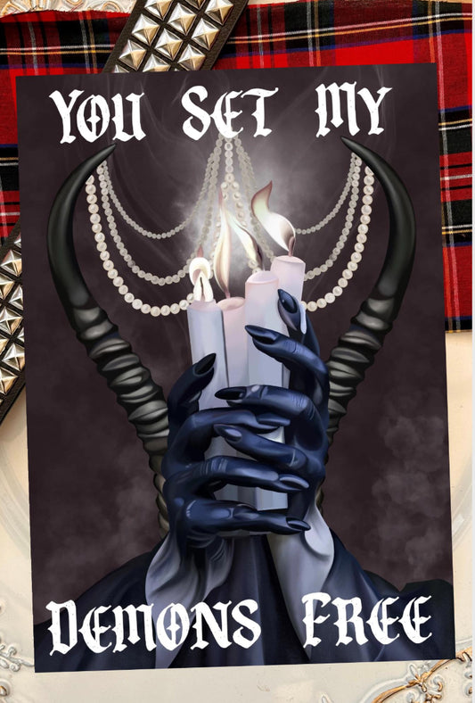 You Set My Demons Free Card – Bad Omens Inspired Gothic Love Card