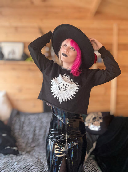 Cursed Heart Crop Long Sleeve Sweatshirt