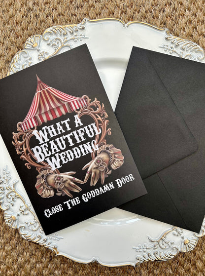 What a Beautiful wedding, panic at the disco inspired wedding card, rock n roll, emo, metal A5 Greetings card