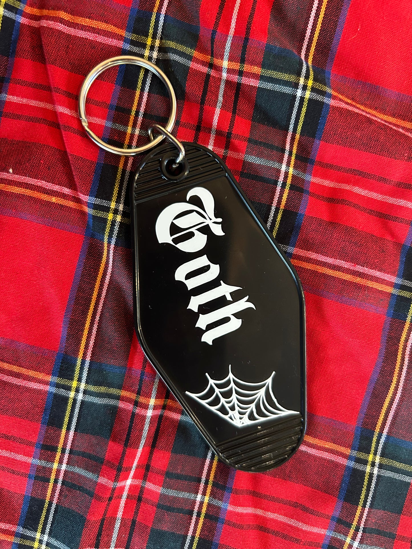 Goth Motel Key Ring | Cobweb Bag Charm for Gothic & Alt Style