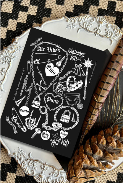 Alternative Vibes Greeting Card - Classic Emo 00’s Nostalgia, Elder Emo, numetal, metal music, rock music, greetings card