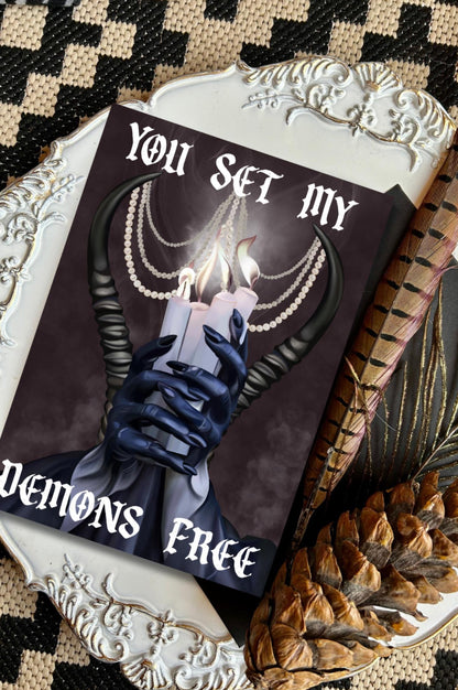 You Set My Demons Free Card – Bad Omens Inspired Gothic Love Card