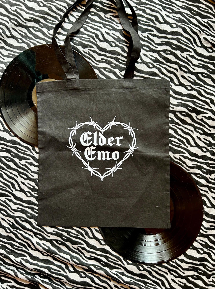 Elder Emo Tote Bag – Gothic Barbed Wire Heart Design