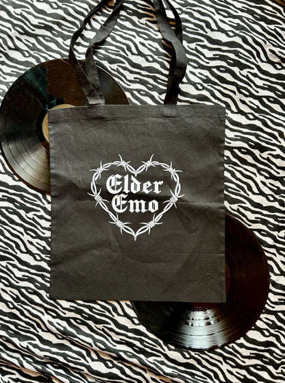 Elder Emo Tote Bag – Gothic Barbed Wire Heart Design