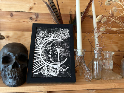 Celestial Moon Lino Print (A5)