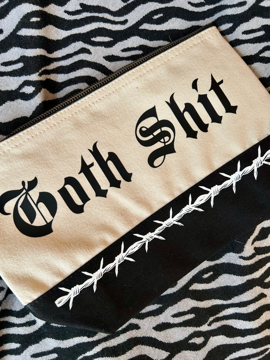 Goth Sh*t Canvas Pouch – Alt Accessories Bag with Barbed Wire Print