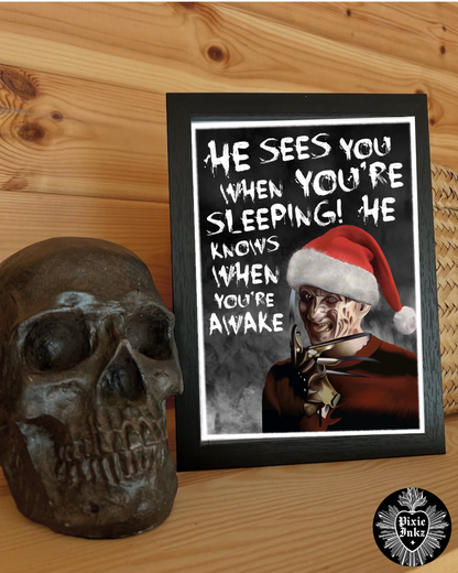 He Sees You When You’re Sleeping A5 Christmas Card