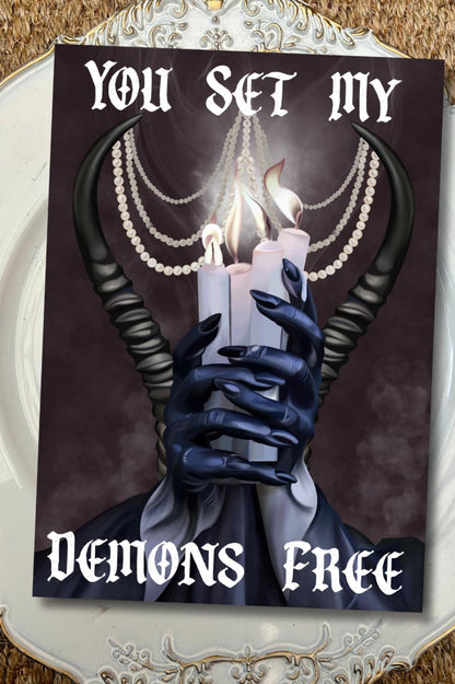 You Set My Demons Free Card – Bad Omens Inspired Gothic Love Card