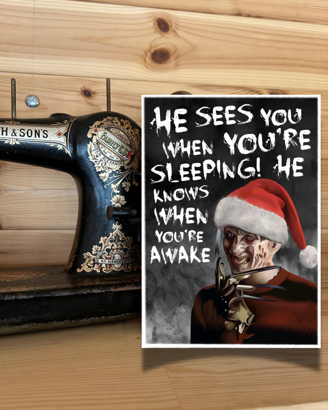He Sees You When You’re Sleeping A5 Christmas Card