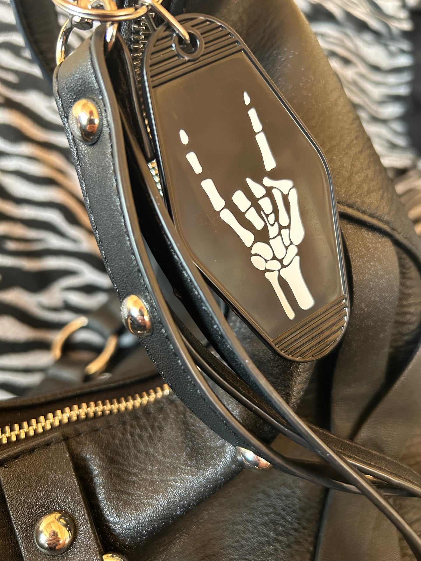 “Name Three Songs” Motel Key Ring | Skull Rock Hand Bag Charm for Music Fans