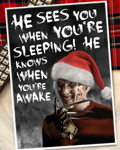 He Sees You When You’re Sleeping A5 Christmas Card