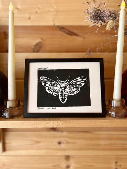 A5 Original Lino Print | Death Moth