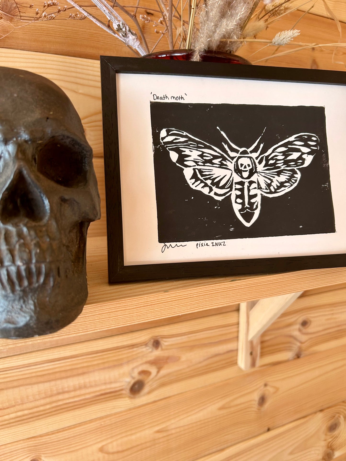 A5 Original Lino Print | Death Moth