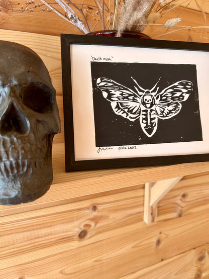 A5 Original Lino Print | Death Moth