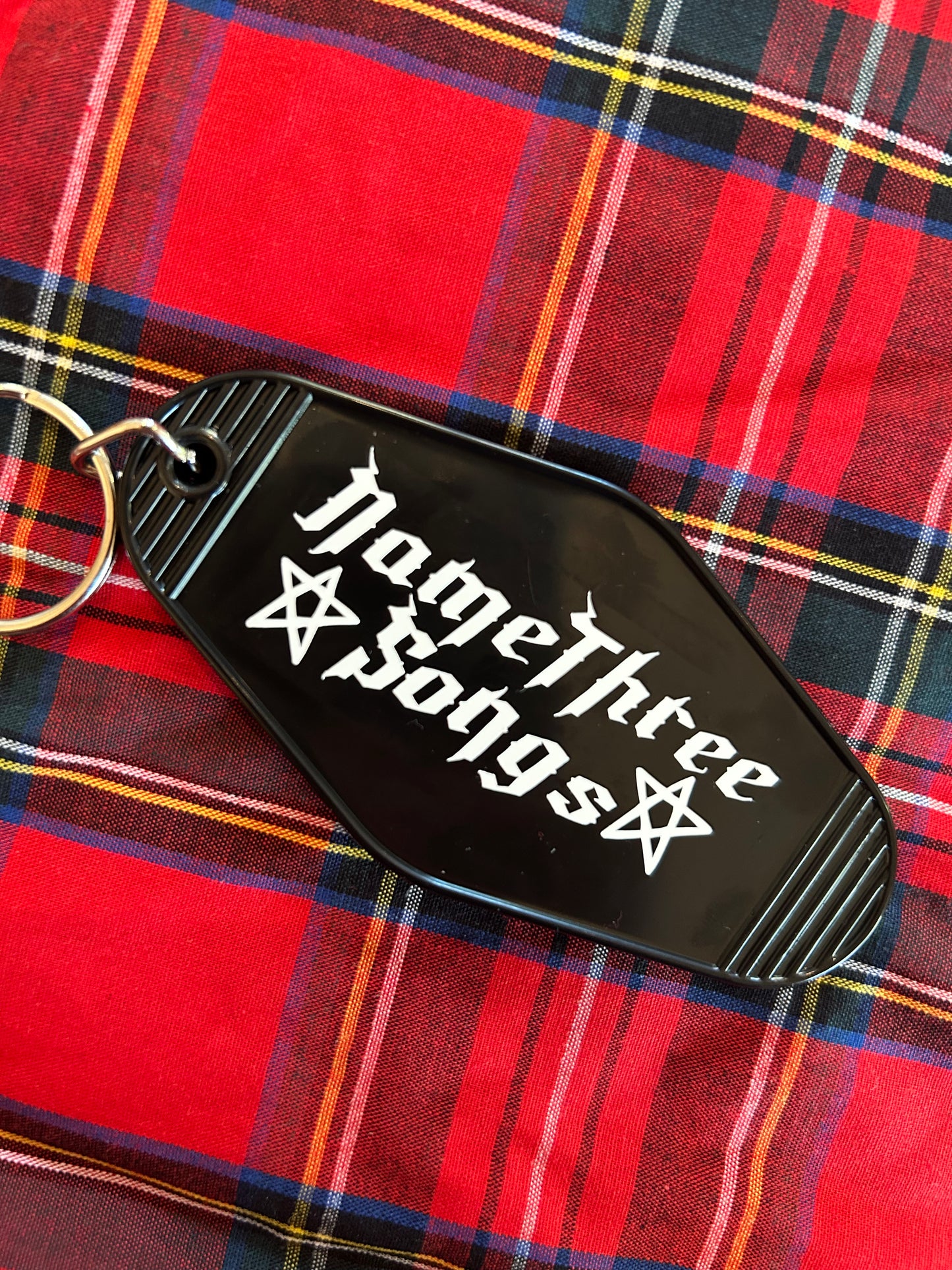 “Name Three Songs” Motel Key Ring | Skull Rock Hand Bag Charm for Music Fans
