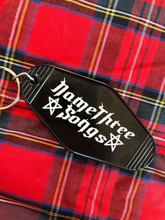 “Name Three Songs” Motel Key Ring | Skull Rock Hand Bag Charm for Music Fans