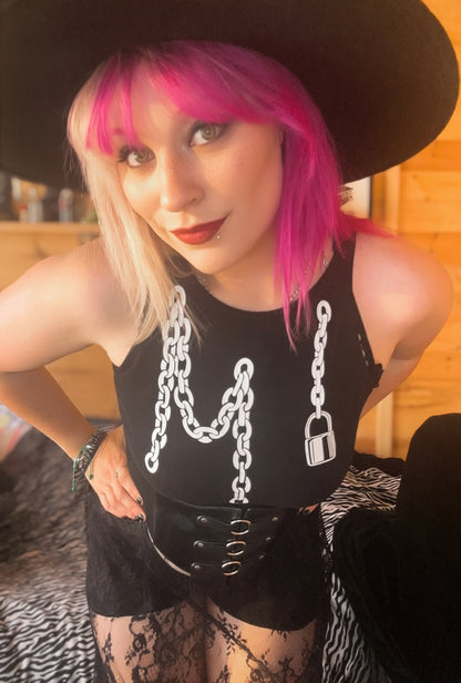 She Wants a Riot Chain Crop Top | Alternative Punk Graphic Tank