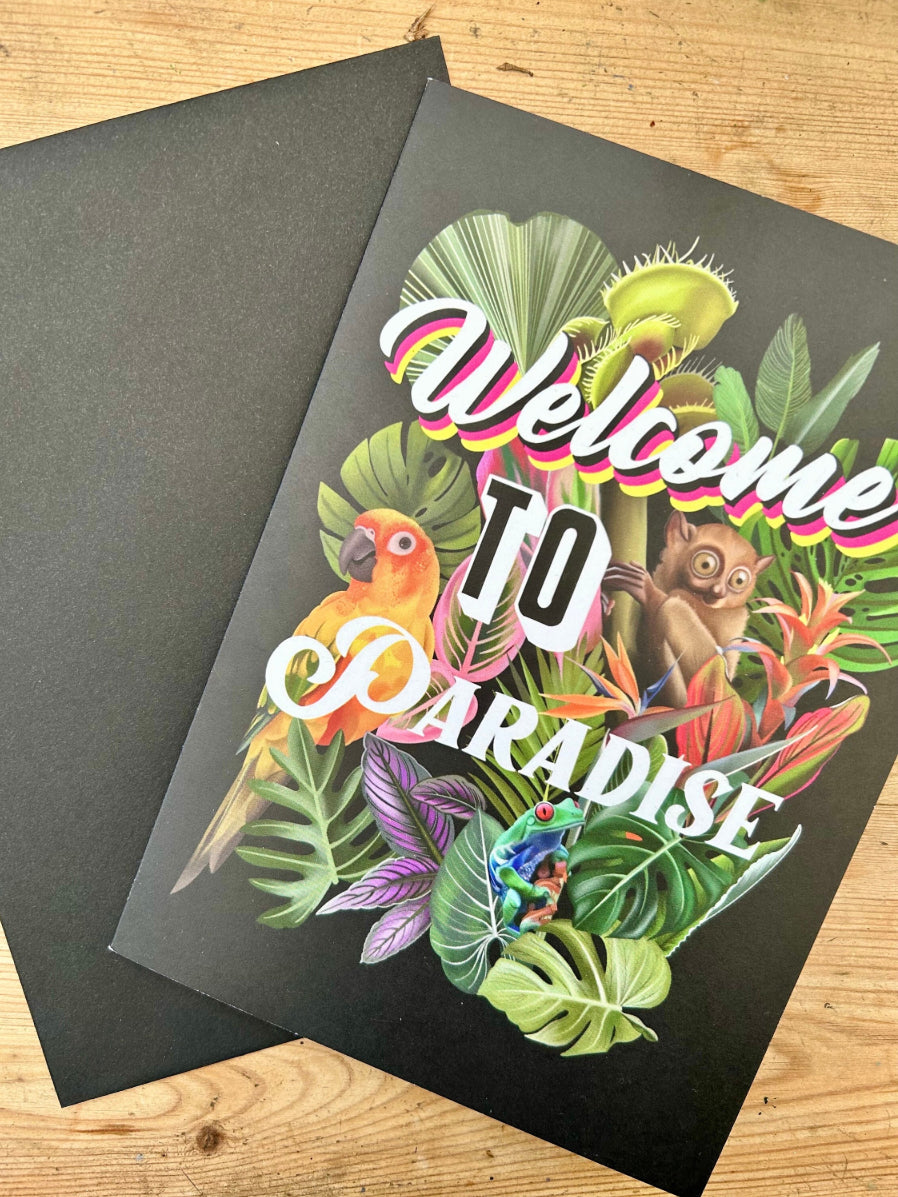 Welcome To Paradise, Greetings Card. Emo/Pop Punk A5 Wall Art