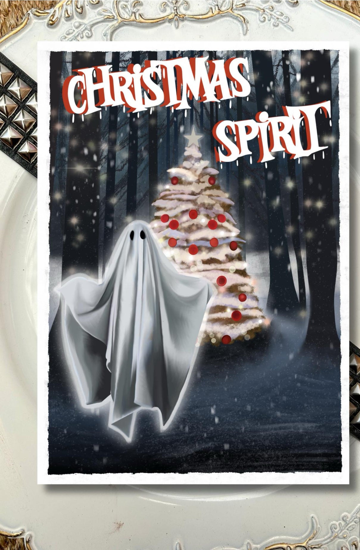 Christmas Spirit Sheet Ghost Card