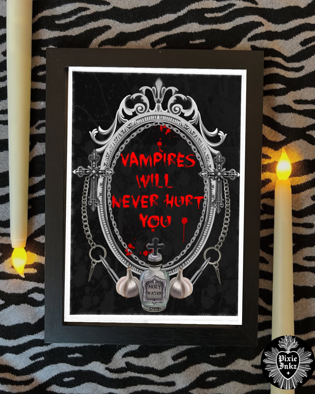 Vampires Will Never Hurt You – Emo Gothic Art Print or Card